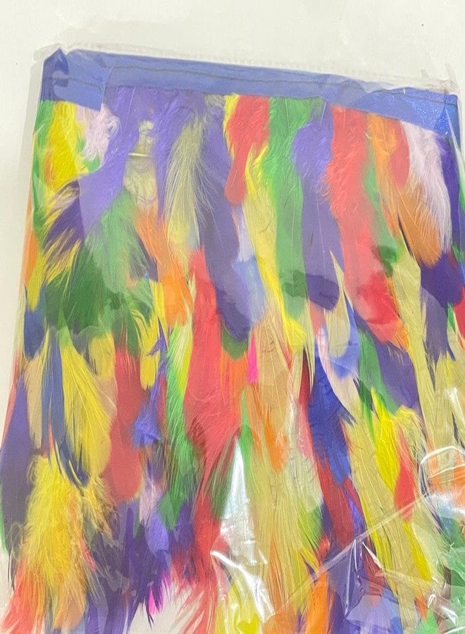 OMX Natural Dyed Feathers Lace (2-4 Inch) (9 Mtr, Multi Colour), Colour of Feather May Vary as This is Multi Colour Lace - Image 3